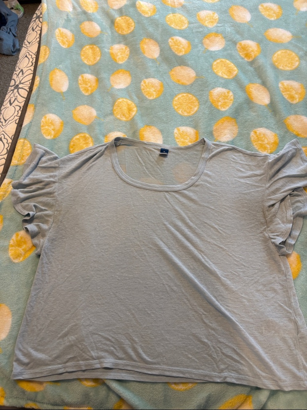 Old Navy Light Blue Ruffle Sleeve Short Sleeve Tee